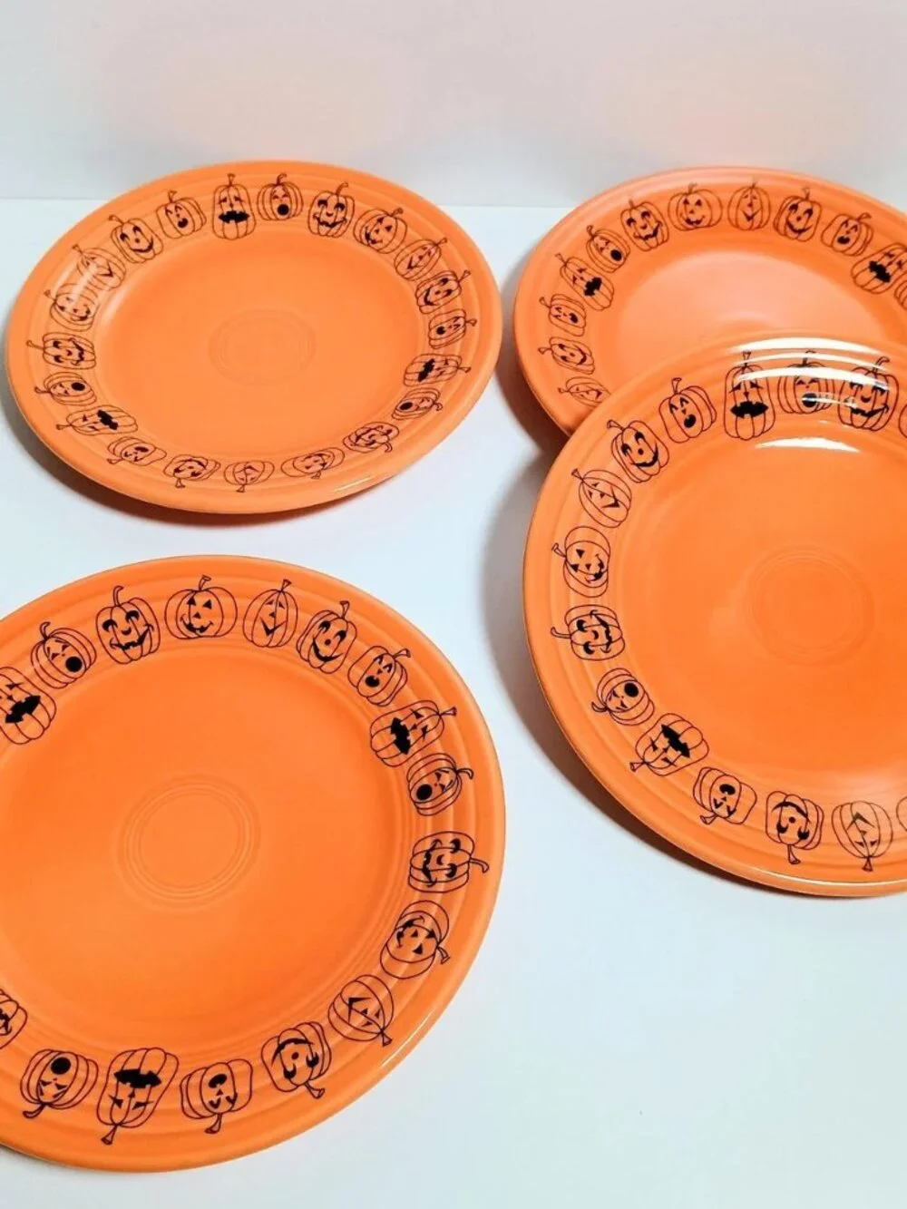 Fiesta Carson's Jack o Lanterns Plate in Tangerine Halloween Pumpkins Set of 4